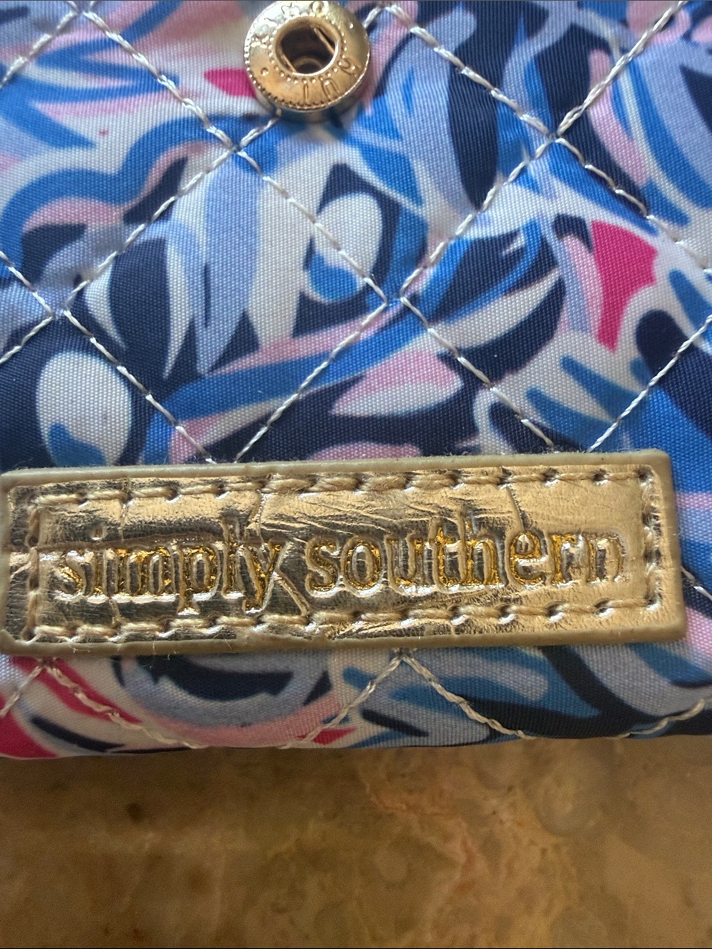 Simply Southern Quilted Floral Wallet in Blue, Pink & White - Picture 4 of 4